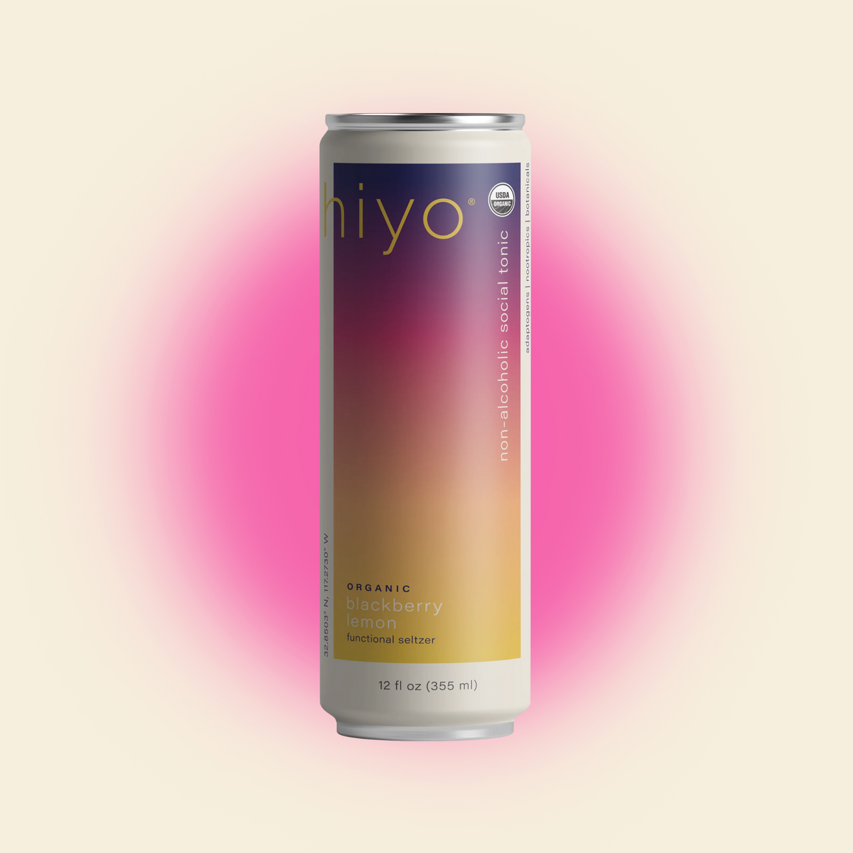 Hiyo - Blackberry Lemon - Nonalcoholic Functional Seltzer - 4-Pack