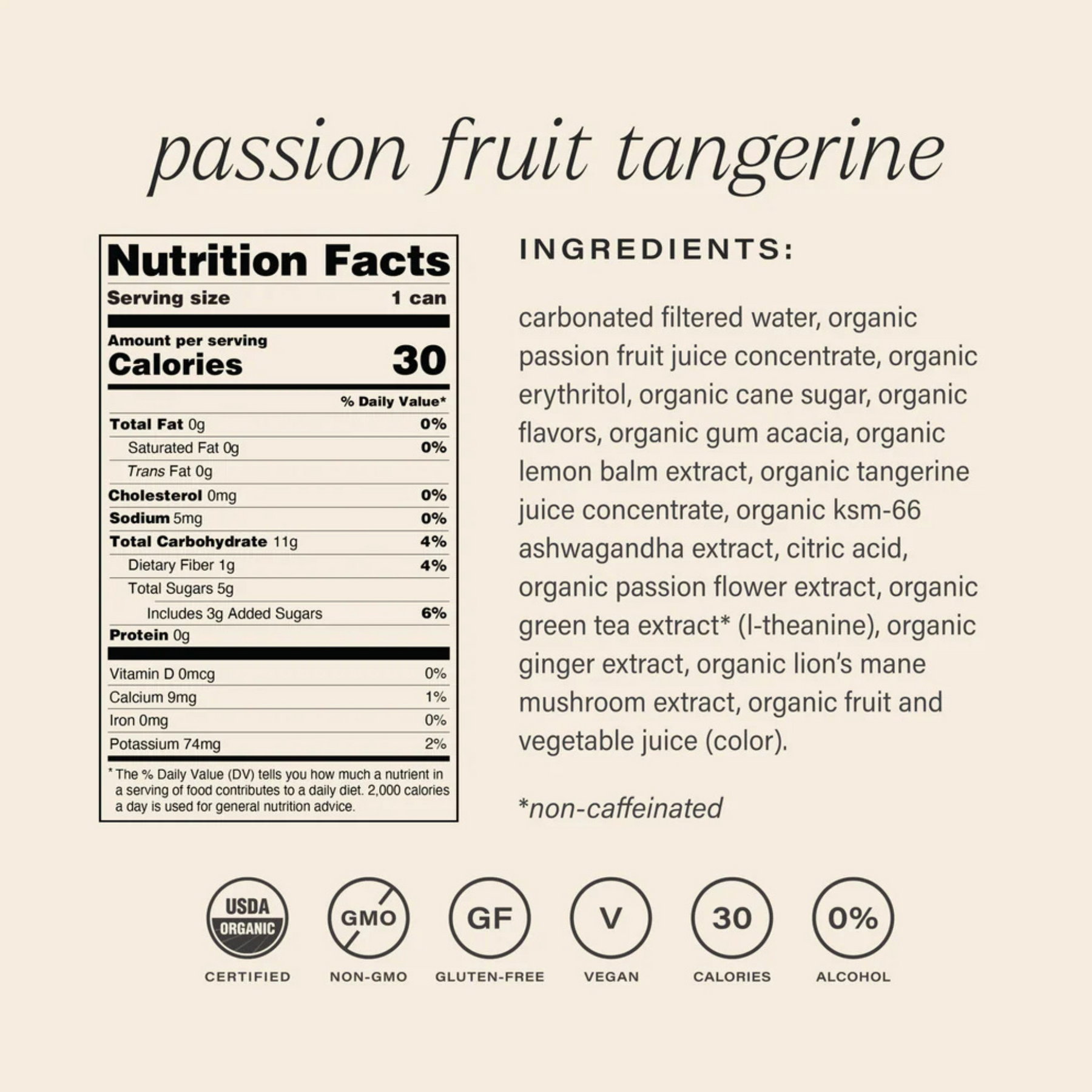Hiyo - Passion Fruit Tangerine - Nonalcoholic Functional Seltzer - 4-Pack