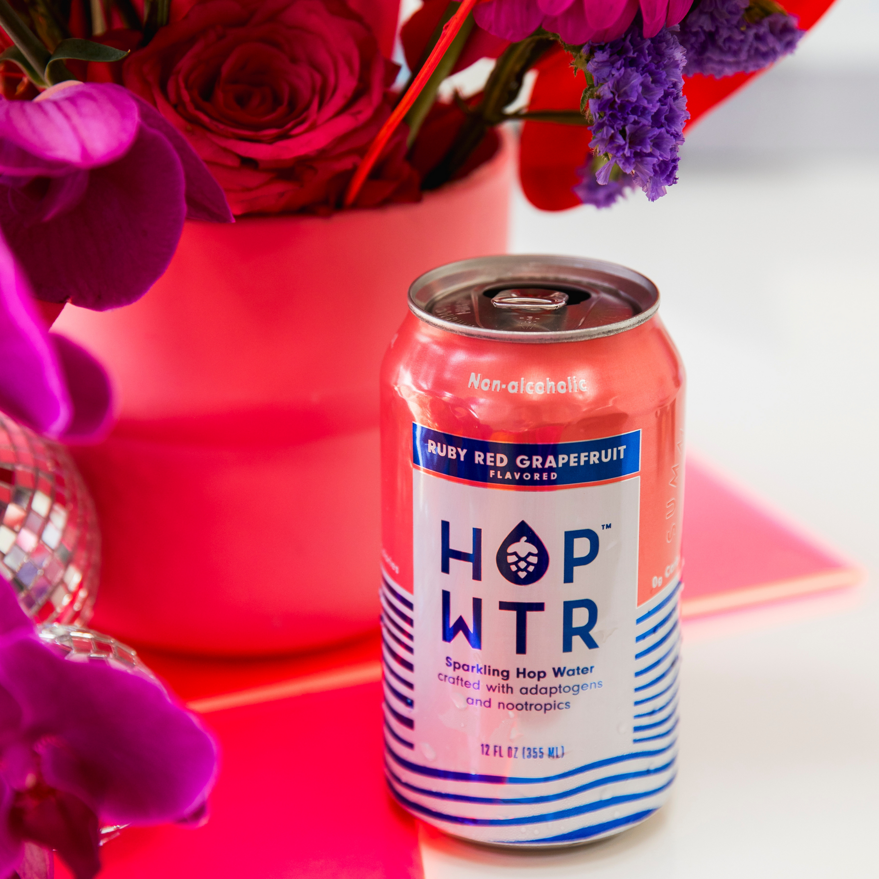 HOP WTR - Ruby Red Grapefruit - Nonalcoholic Functional Hop Water - 6-Pack