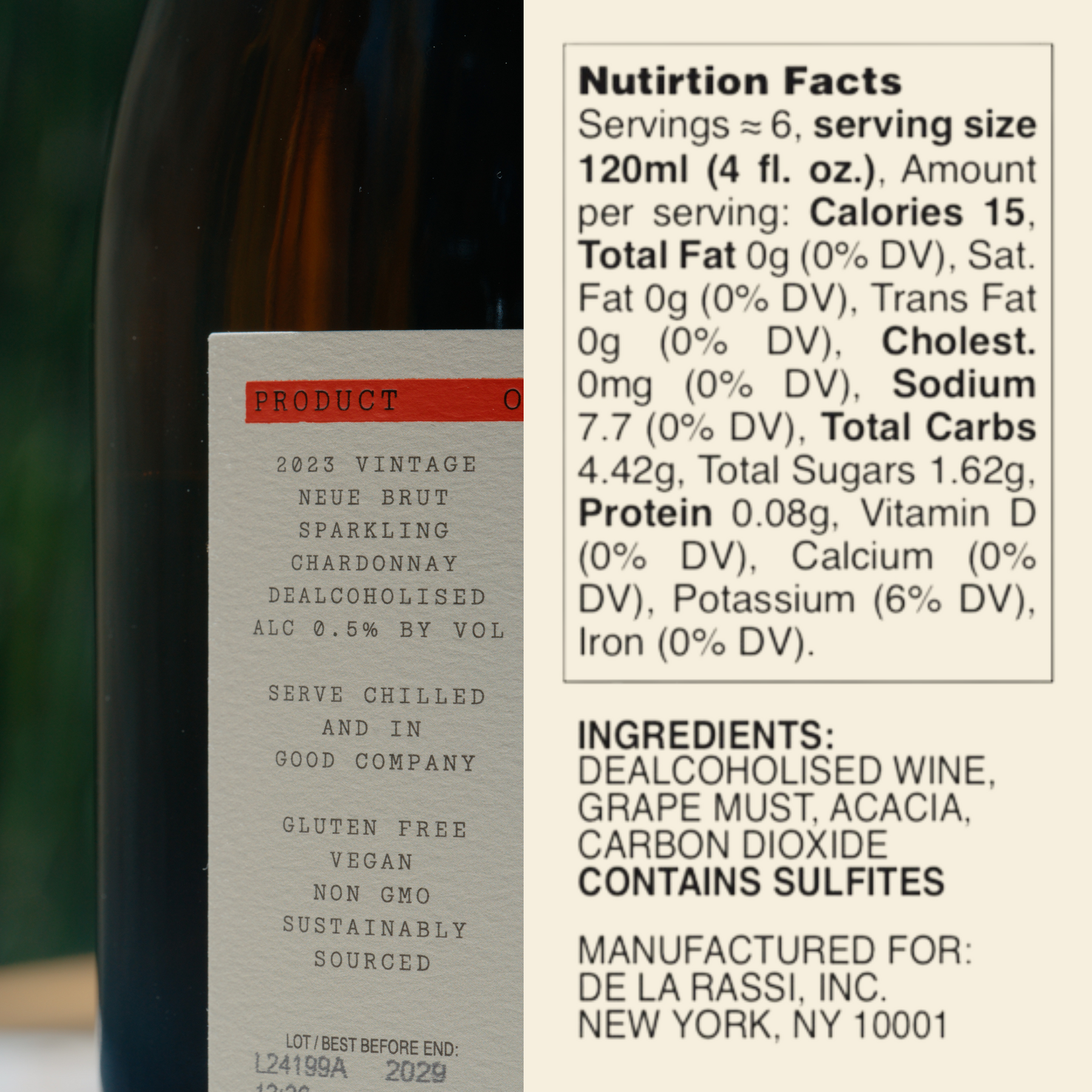 Society De La Rassi - Neue Brut Sparkling Chardonnay - Nonalcoholic Wine