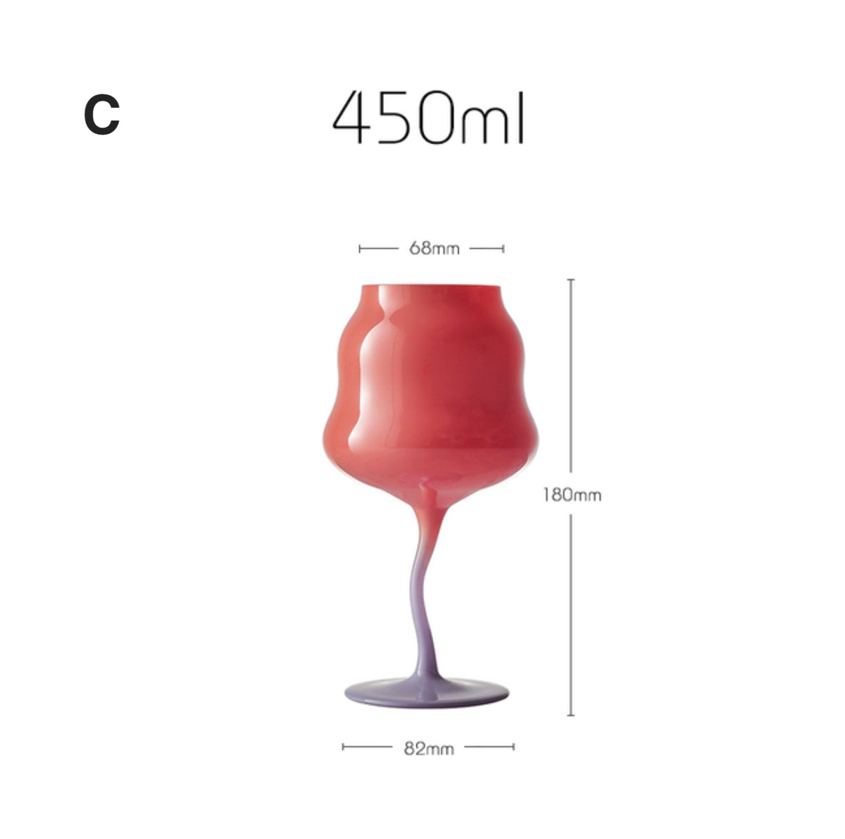 Opaque Wavy Wine Glass - Red
