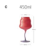 Opaque Wavy Wine Glass - Red