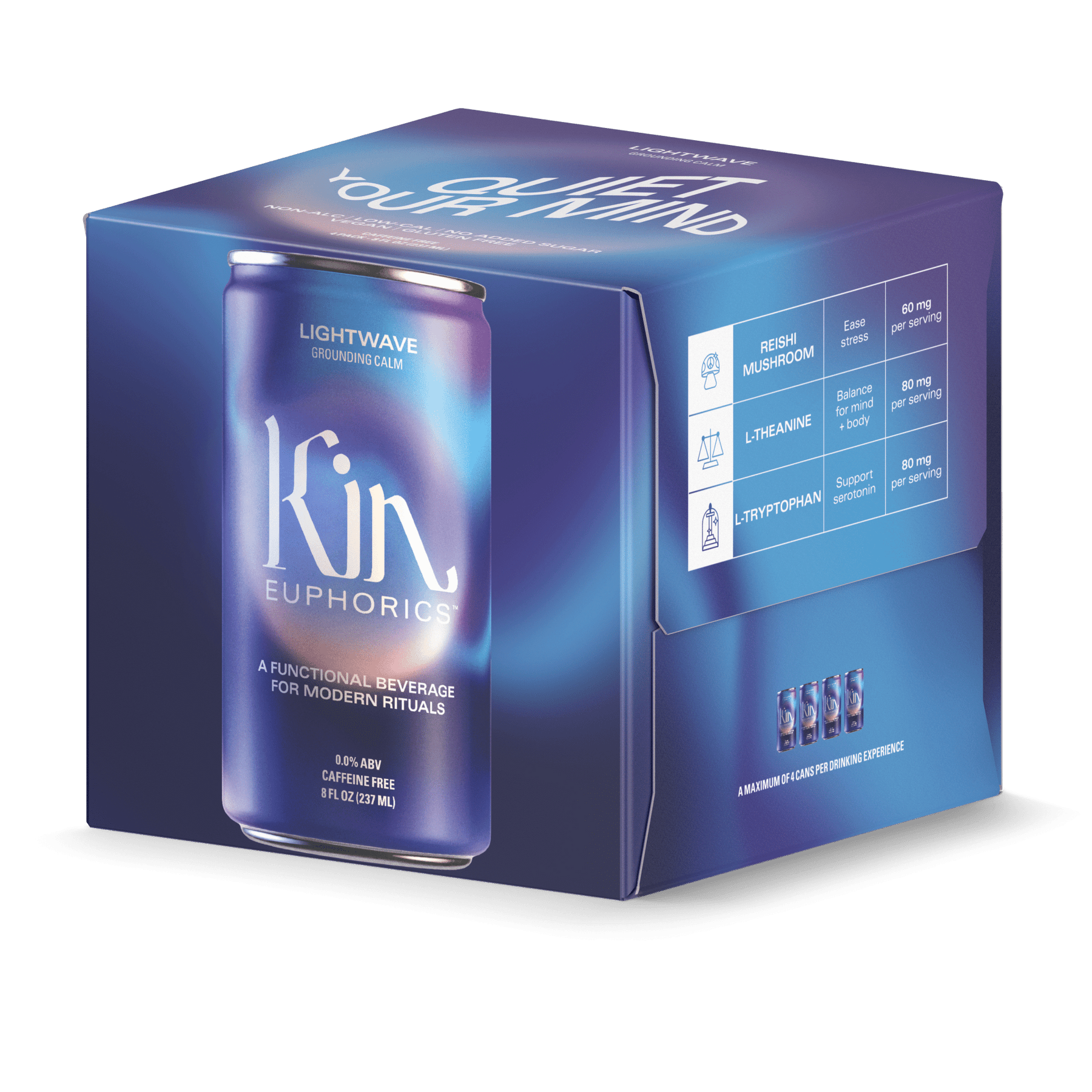 Kin Euphorics - Lightwave - Nonalcoholic Functional Beverage - 4-Pack